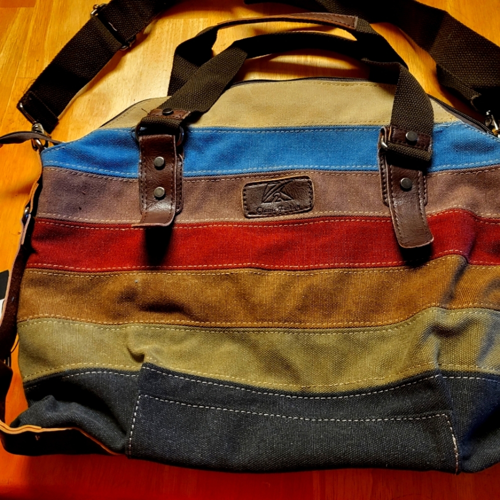 Large Striped Bag by Jellyoo, Blue /Red /Brown